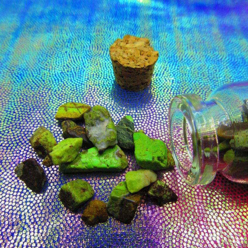 Gaspeite Gemstone Chips In A Bottle Embellishments Natural Semi Precious